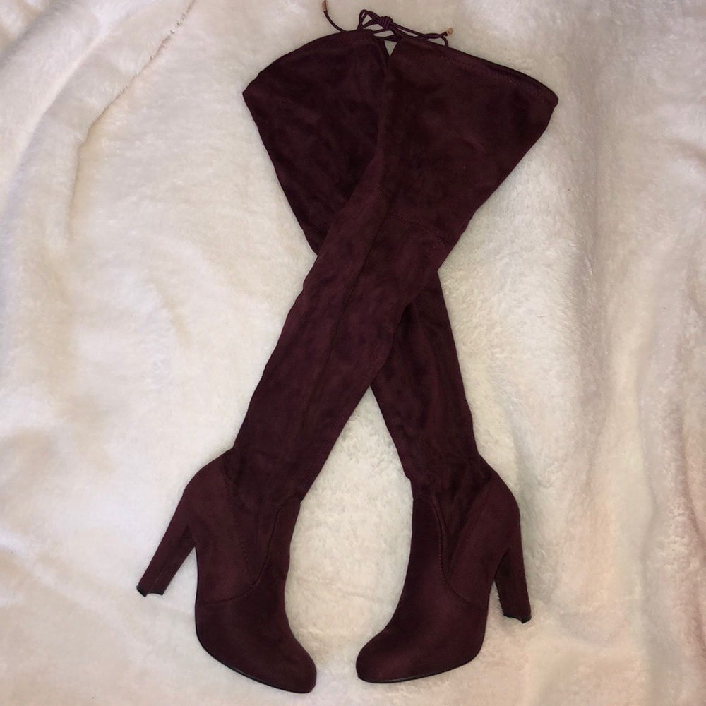 Over the knee thigh high Burgundy boots